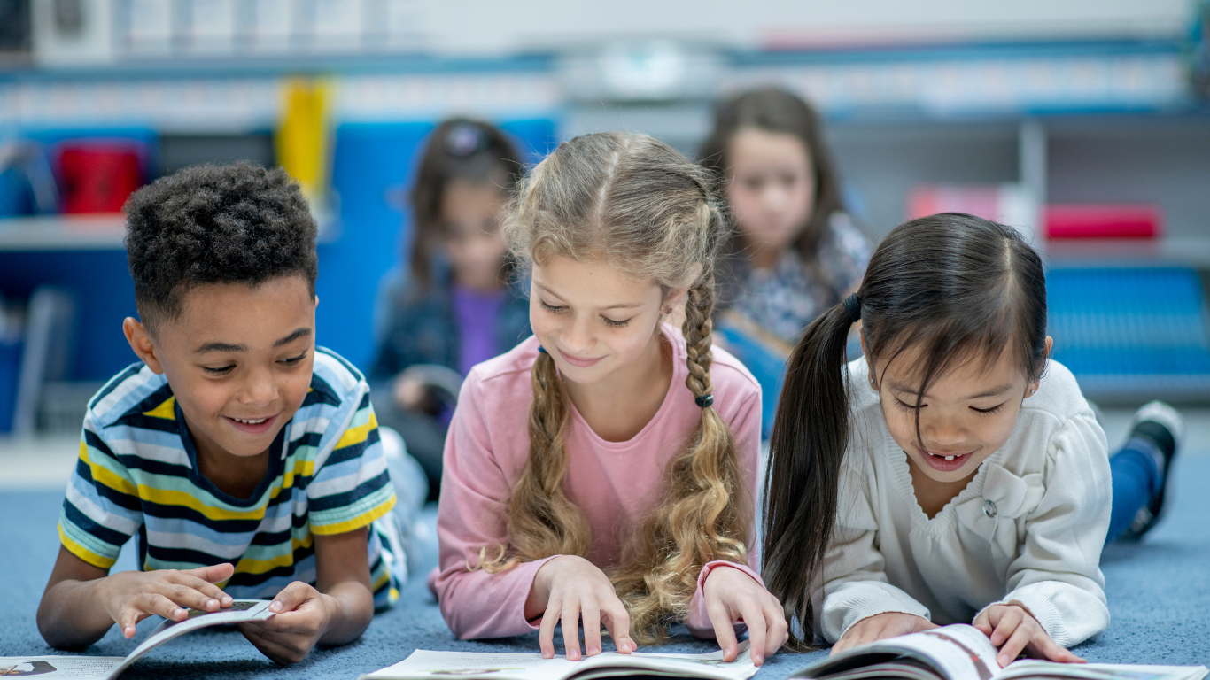 students reading